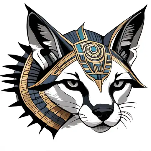 Egyptian jackal form intertwined with dopamine tattoo design idea