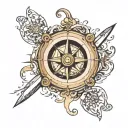 compass with globe surrounded tattoo design idea