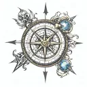 compass with globe surrounded tattoo design idea
