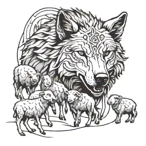 sigma alpha wolf leading the sheep tattoo design idea