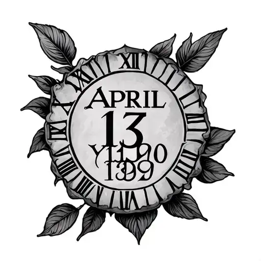 April 13 1990 in roman numerals tattoo design idea