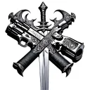 devil may cry sword Rebellion with two pistols crossing each tattoo design idea