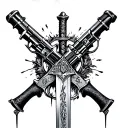 devil may cry sword Rebellion with two pistols crossing each tattoo design idea