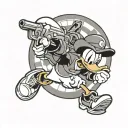 Donald Duck holding a gun and soccer ball tattoo design idea