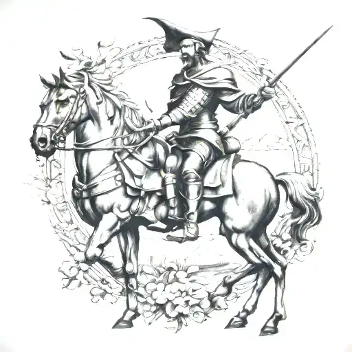 don quixote and Jean d Arc Bacchus tattoo design idea