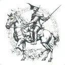 don quixote and Jean d Arc Bacchus tattoo design idea