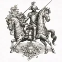 don quixote and Jean d Arc Bacchus tattoo design idea