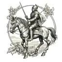 don quixote and Jean d Arc Bacchus tattoo design idea