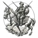 don quixote and Jean d Arc Bacchus tattoo design idea