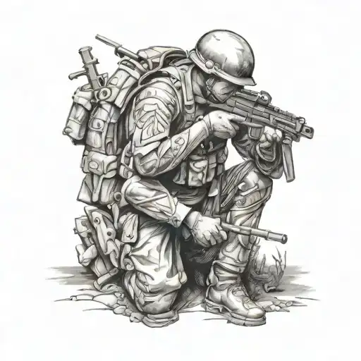 Kneeling Soldier tattoo design idea