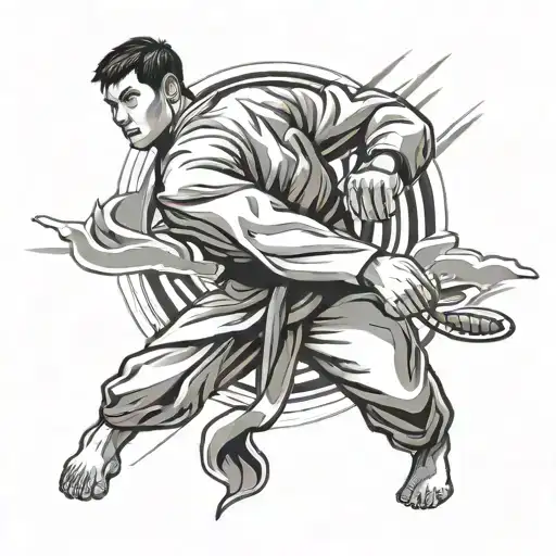 taekwondo black belt wrapped around arm band tattoo design idea