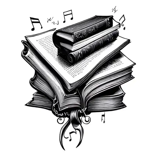 nerdy music books art tattoo design idea