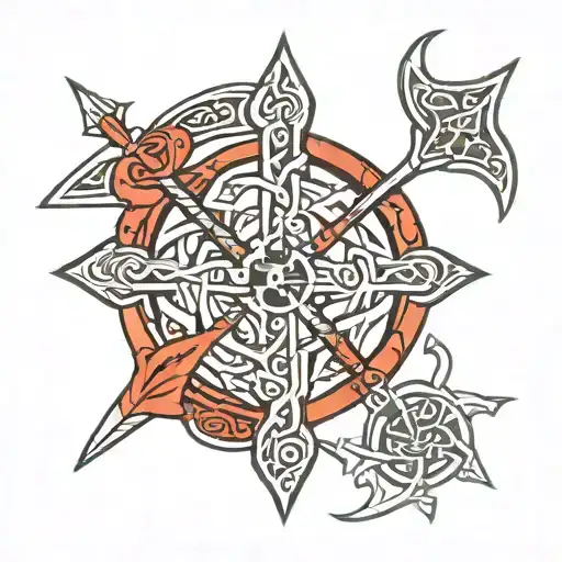 crossed arrows, celtic font, VERITAS above, AEQUITAS below, and a D in the left upper and right intersections of the arr tattoo design idea