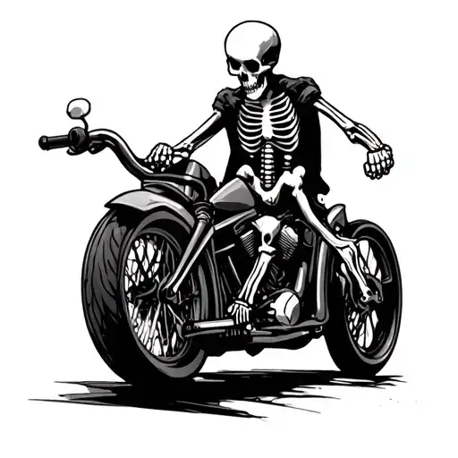 skeleton on motorcycle chopper tattoo design idea