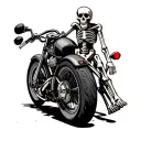 skeleton on motorcycle chopper tattoo design idea