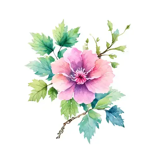 chain anklet weeping willow macutatum, geranium, flower of an hour, linden tree, parsley, christmas rose, winter cherry tattoo design idea