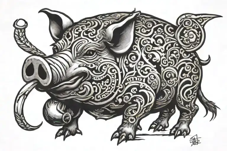 BBQ pig tattoo design idea
