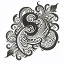 black swirls like lively flames tattoo design idea