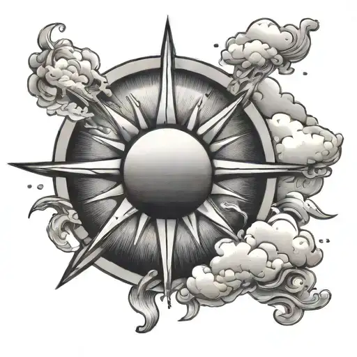 after the rain comes the good weather, sun, cloud tattoo design idea