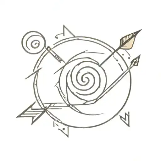Arrow, Spiral, labyrinth tattoo design idea