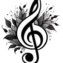 treble clef bass clef tattoo design idea
