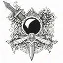 SWORD AND CROWN AND MOON tattoo design idea