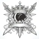 SWORD AND CROWN AND MOON tattoo design idea