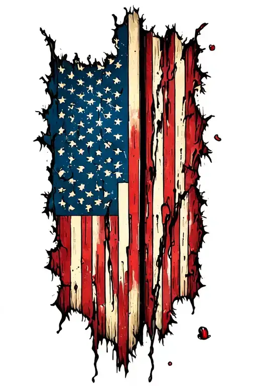 Tattered American flag tattoo design idea