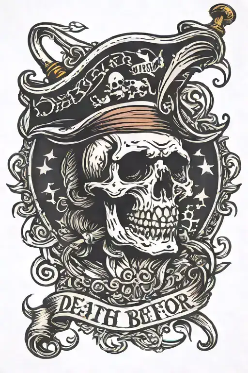 death before dishonor pirate flag tattoo design idea