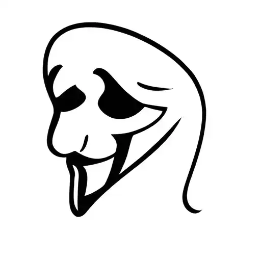 Ghostface mask side profile, but then bottom is shaped like a knife tattoo design idea