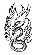 cobra with phoenix wings rising from flames tattoo design idea