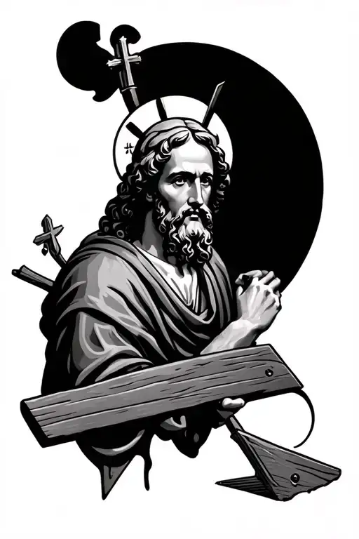 Saint Joseph the carpenter tattoo design idea