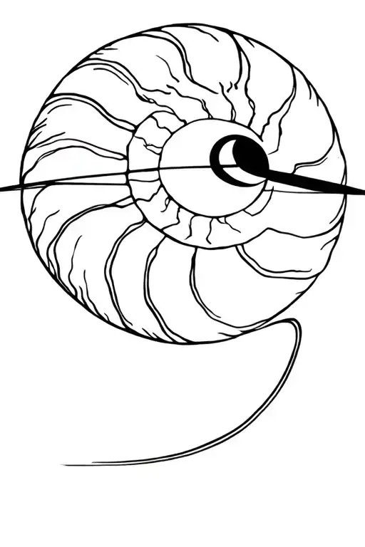 nautilus shell with dark side of the moon tattoo design idea
