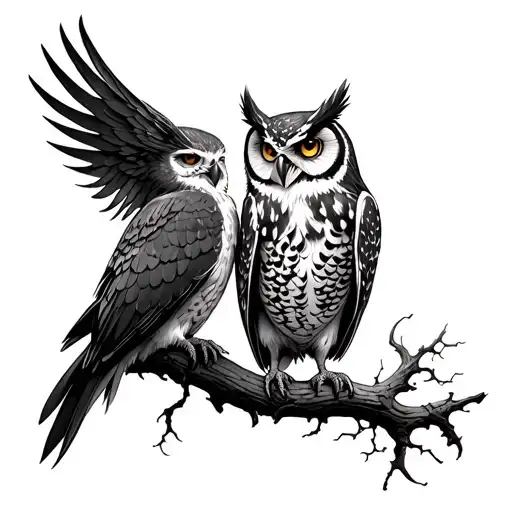 the banshee and the owl tattoo design idea