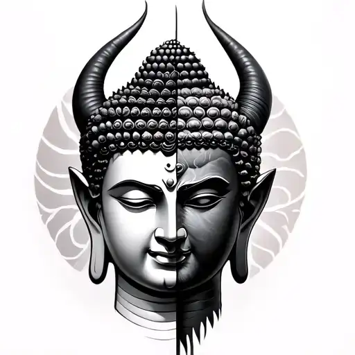 Half Buddha Half Demon tattoo design idea