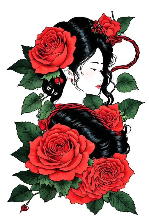 rose and whips tattoo design idea