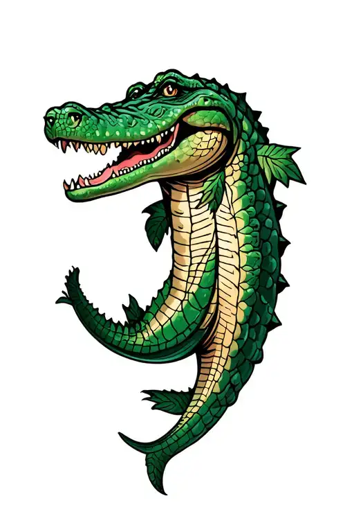 crocodile swimming tattoo design idea