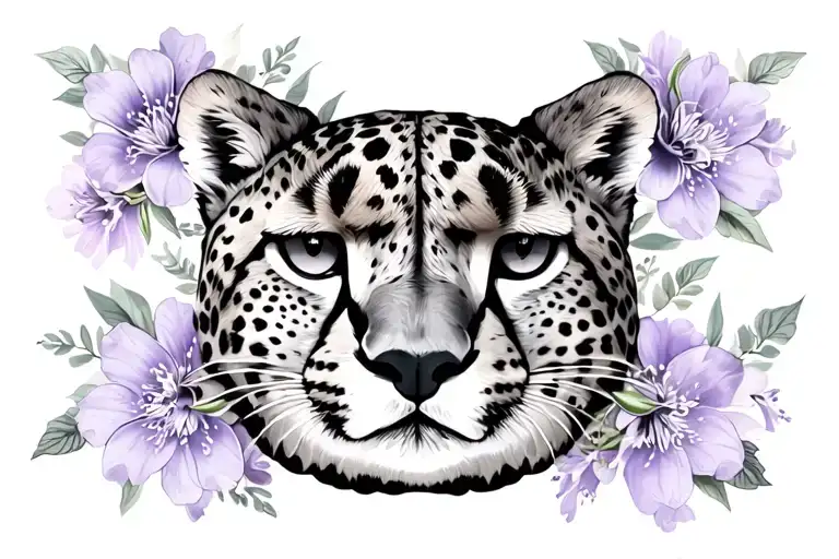 cheetah print background lilac flowers tattoo design idea