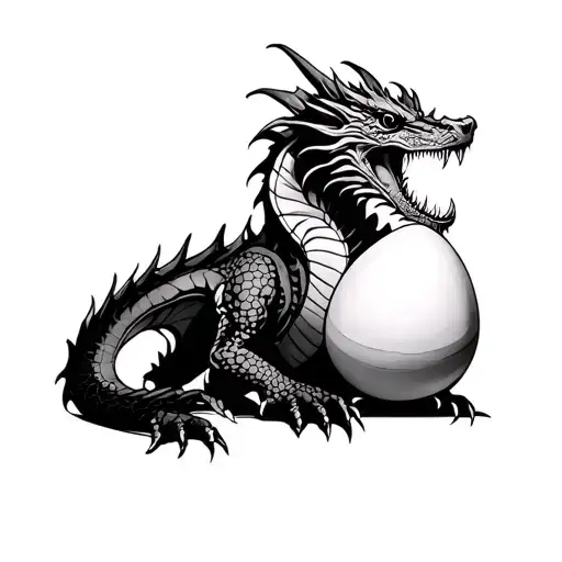 full body of dragon guarding egg  tattoo design idea