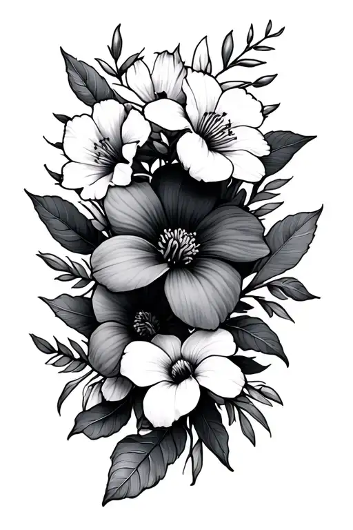 Australian native flowers intertwined tattoo design idea