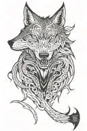 evil looking wolf nihonga style tattoo tattoo design idea