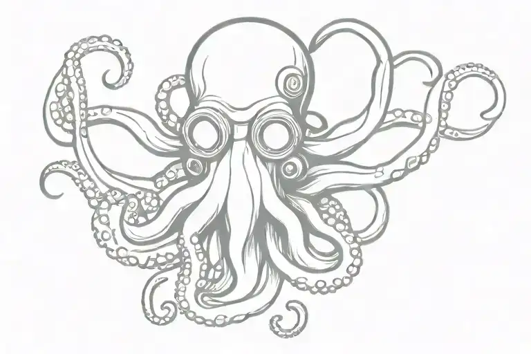octopus wearing a gasmask tattoo design idea