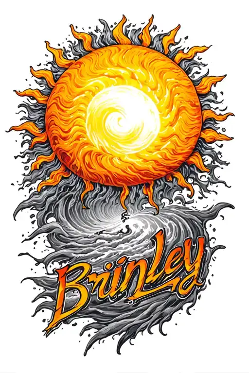 "Brinley Lucia" "Brinley Lucia" hurricane, storm, big sun comes flying tattoo design idea