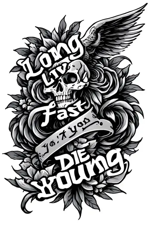 long live fast die young tattoo design idea