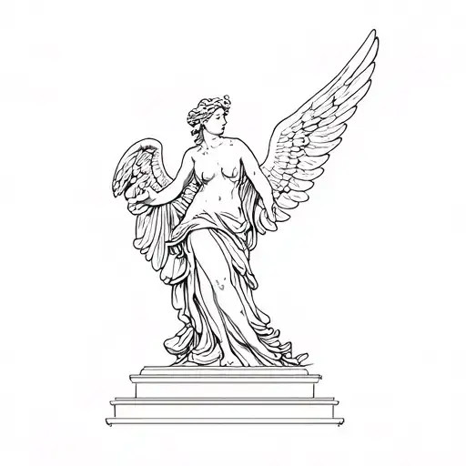 the Winged Victory of Samothrace tattoo design idea