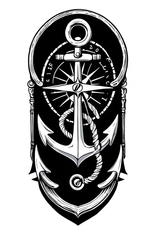seafarer anchor compass tattoo design idea