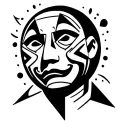 sad face with happy mask tattoo design idea