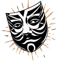 sad face with happy mask tattoo design idea