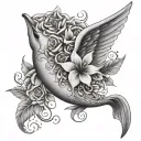 angel wing with flowers on it dolphin with flowers tattoo without the wings being on the dolphin tattoo design idea