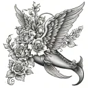 angel wing with flowers on it dolphin with flowers tattoo without the wings being on the dolphin tattoo design idea